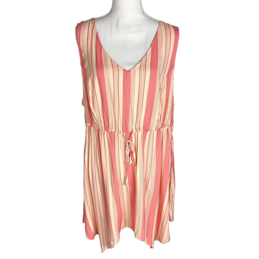 Torrid Babydoll Stretch Challis Hanky Hem Top pink‎ cream size 2 Rayon Striped